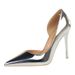 Women's Pumps Fashion Sexy Nightclub Pointed Toe Stiletto Hollow Single Shoes Metal Surface Shallow Mouth OL Simple High_vogvips.com