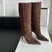 CMM Sharp Pointed And Trendy Suede High Heeled Long Tube Boots For Women Autumn And Winter New Straight Tube Large Tube Circumference_vogvips.com