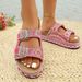 Women's Summer Platform Sandals With Rhinestone Buckle Strap Comfortable Thick Sole Casual Slide Shoes Belt Buckle Sandals For Women_vogvips.com