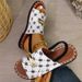 Women's Large Size Flat Sandals Elastic Band Fabric Cross-Over Design with Metal Decorations for Beach Casual Wear_vogvips.com