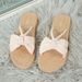 Women's Casual Comfortable Linen Fabric Slippers Lightweight Staircase Indoor Outdoor Flip Flops with Bow Wedge Heel_vogvips.com