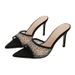 Summer Women's Stunning Thin Rhinestone Heel Slippers To Match Dresses Pointed Toe High Heels Fashionable And_vogvips.com