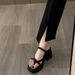Elegant Chunky-heeled For Petite Women, Summer Outdoor Wear, 2025 New Model, Simple Thong-style, Stylish French_vogvips.com