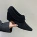 Height-Increasing Gray Pointed Toe Retro Furry Women 2025 Autumn Winter New Slip-On Single Shoes With Fleece Lining For_vogvips.com