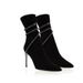 Women's Stiletto Boots - Pointed Toe High Heel Ankle Boots With Stretch Knit & Rhinestone Accents - Slim Fit Mid-Calf Boots For A Leg-Lengthening Look_vogvips.com