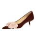 Women's Elegant Pointed-Toe Floral Mid Heel Pumps - Comfortable Slip-On Dress Shoes For Spring & Fall, Sizes 34-43_vogvips.com