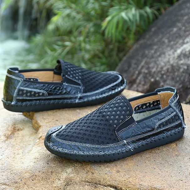 Summer Mesh Breathable And Comfortable Handmade Durable Leather Shoes_vogvips.com