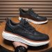 Men's Woven Patchwork Brogue Casual Sneakers Soft Lightweight Cushioned Non Slip Lace Up Walking Fashion Daily Comfort Dress Shoes_vogvips.com
