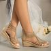 Summer New European And American Foreign Trade Wedge Heel Roman Sandals With Back Zipper, Hollow Design, Rhinestones,_vogvips.com