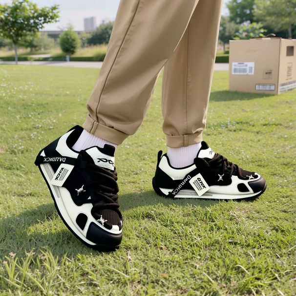 Men's 2026 Summer New Casual With Leather Mesh Splicing, Breathable Soft Sole, Lightweight Forrest Gump Shoes_vogvips.com