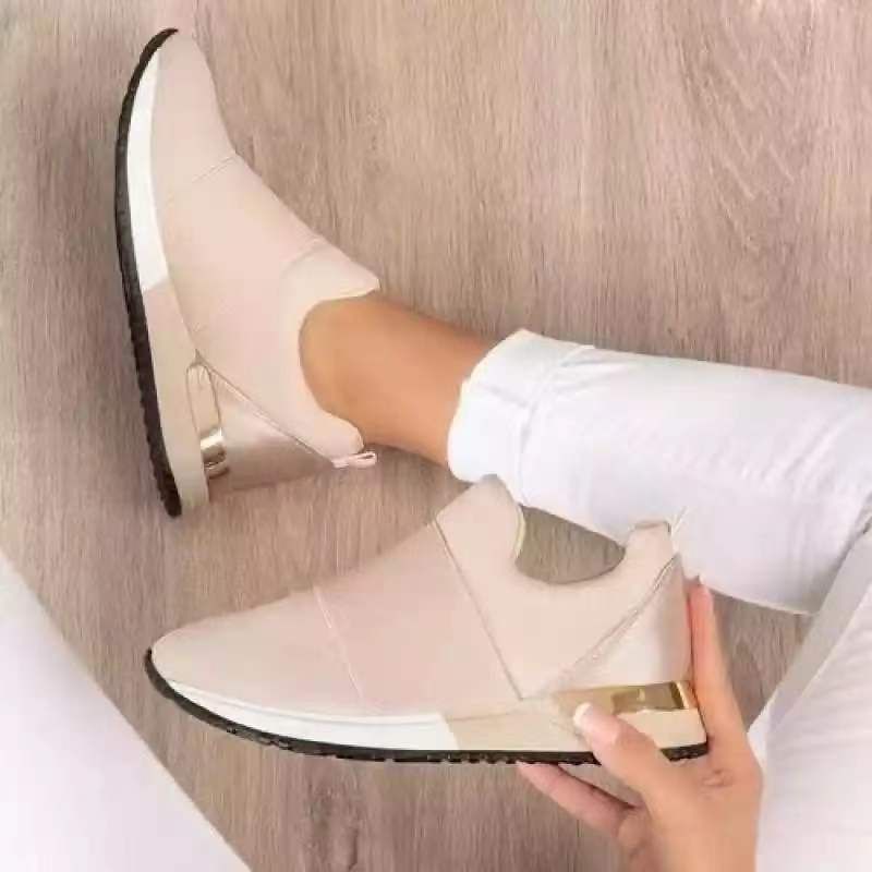 Breathable Mesh Fashion Casual Sports Shoes Platform Flats Shoes Light Wedge Sneakers Woman Vulcanize Shoes Zapatillas_vogvips.com