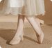 Leather Mary Jane Women's Shoes - One Strap, Rhinestone, Chunky Heel, Square Toe, High Heel, Nude Single Shoe_vogvips.com