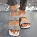 European And American Foreign Trade Large-size Rhinestone Flat Women, Square-toed Lightweight Beach Sandals For Outdoor_vogvips.com