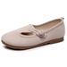 Flat With Cow Tendon Soles, Ethnic Style Cloth Sh, Button Up, Solid Color, Artistic Forest Tea Art Women's Singles_vogvips.com