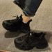 Dad Sneakers For Women 2025 Spring Thick-Soled Height-Increasing Sports All-Black Warrior Casual Pure Knight Little_vogvips.com