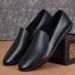 Men's Single Layer Leather Summer Soft Breathable Lightweight Slip-On Shoes Youth Round Toe Korean Style Loafers_vogvips.com