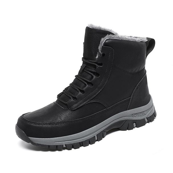 Men's Casual Winter Snow Boots - Insulated High-Top Hiking Shoes With Thick Fleece Lining, Non-Slip Rubber Sole For Extreme Cold Weather_vogvips.com