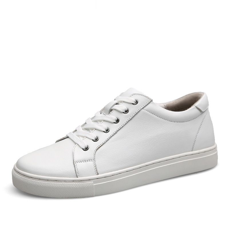 Height-increasing Little White Shoes Men's Leather Hollowed-out Cowhide Board Shoes Men's Shoes Sports And Leisure-size_vogvips.com