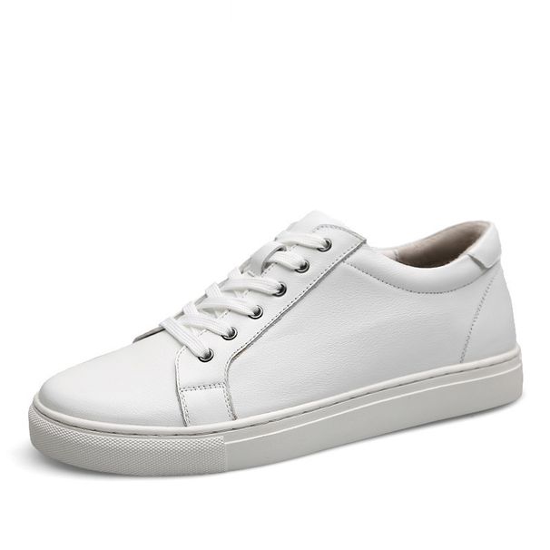 Height-increasing Little White Shoes Men's Leather Hollowed-out Cowhide Board Shoes Men's Shoes Sports And Leisure-size_vogvips.com