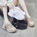 Women's New Thick Soled Versatile Breathable Dad Shoes Flat Sports Shoes White Shoes_vogvips.com