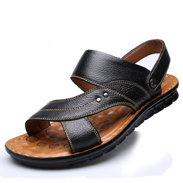 Men’s Shoes Summer New Men's Sandals Men's Leather Beach Shoes Casual Men's Shoes Fashion Slippers_vogvips.com