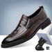 New Fashion Men's British Black Business Casual Loafer Shoes Daily Driving Office Leather Shoes One Foot Pedal Lazy Brown Banquet Dress Wedding Men's_vogvips.com