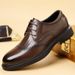New Fashion Business Genuine Leather British Brock Men's Shoes Men's Business Formal Wear Oxford Shoes Lace-up Fashion Black Dress Wedding Derby Shoes_vogvips.com