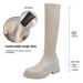 Women's Shoes Knee-High Boots With Hidden Wedge Heel, Stretchy Faux Leather Riding Boots For Autumn Winter, Slenderizing Round Toe Boots Side Zipper_vogvips.com