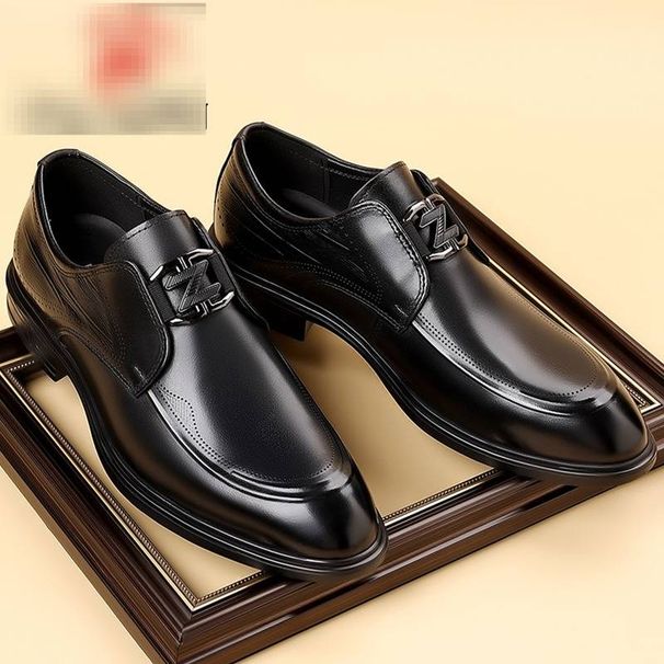 Men's Soft Bottom European Style Business Shoes Pure Cowhide Cigar Head Layer Leather Insole Comfortable Leather Lined Footwear_vogvips.com