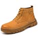 Men's Classic Mid-Cut Leather Work Boots - Durable Rubber Sole, Slip-Resistant, Comfortable Lace-Up Design For Outdoor & Casual Wear_vogvips.com