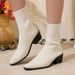 Women's Slimming mid Heel Sock Boots Knitted plus Size Chunky Fashion Cowboy Boots for Spring New Style Elastic_vogvips.com