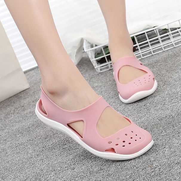 2025 New Casual Fashion Soft Sole Closed-Toe Beach Sandals For Moms, Cross-Border Plastic Women's Summer Flat Shoes_vogvips.com