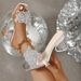 Shoes Women's Shoes Women's Rhinestone Floral Sandals With Transparent Thick Soles For Party Formal Sandals High Heels_vogvips.com