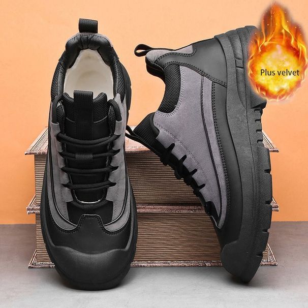 Men's Winter Outdoor Waterproof Anti-slip Snow Leather-fur Integrated Work Boots, Martin Boots With Plush Lining,_vogvips.com