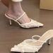 Niche Style French Mesh Breathable Toe-cap Half Slippers Women's Shoes New Arrivalspring Fairy Style Gentle High Heels_vogvips.com