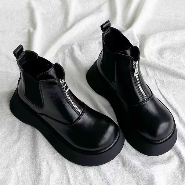 Thick-Soled British Martin For Women 2025 Autumn Winter New Fleece-Lined Casual Fashion Height-Increasing Short Boots_vogvips.com