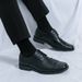 Men's Shoes Fashion Square Toe Men's New Black Business Formal Wear Derby Shoes Lace-up Genuine Leather British Brown Banquet Dress Wedding Leather Sh_vogvips.com