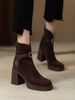 Chunky Ankle Boots For Women 2026 Autumn/Winter New Style Rear Zipper Matte Ankle Boots_vogvips.com