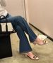 Women's Suede Chunky Heel High Heels Spring French Style Tortoiseshell Square Buckle Mid Heel Versatile Commuter Shoes_vogvips.com