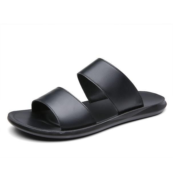 2026 NewMen's Casual Leather Slide Sandals Flat Designer Open Toe Non-Slip Slippers Black Brown Outdoor Summer Beach_vogvips.com