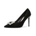 F Rhinestone Square Buckle Stiletto Professional Commuter Elegant Versatile High Heels Women S Shoes_vogvips.com