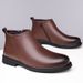 European Warm Series Wide Last Toe Side Chain Denim Style Trendy Men's Martin Boots Mid-Calf Warm Non-Slip Rubber Sole Single Cotton Shoes_vogvips.com