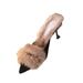 Fluffy High Heels For Women Winter Outdoor Pointed Toe 2024 New Perfect With Dresses Half Slippers Design Sense Royal_vogvips.com
