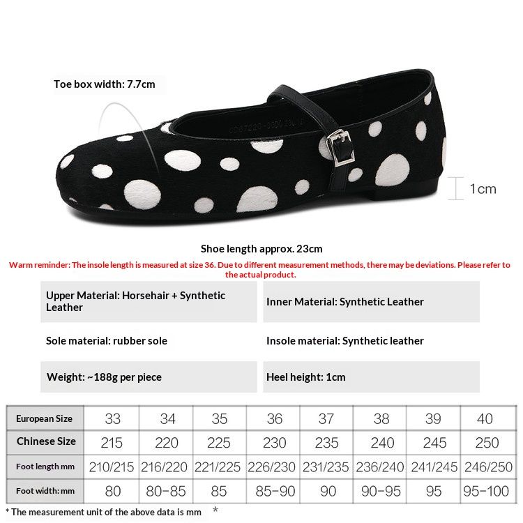 Cameido Women's Summer Mary Jane Flats With One - Strap And Polka Dots In Horsehair_vogvips.com
