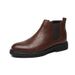 Pointed Retro Chelsea Boots Men's Heightened High-top Leather Shoes Side Zipper Short Boots Medium-top Martin Boots_vogvips.com