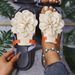 European And American Cross-border Summer New Style Color-blocked Floral With Dual-tone Decoration, Large Size Flat_vogvips.com
