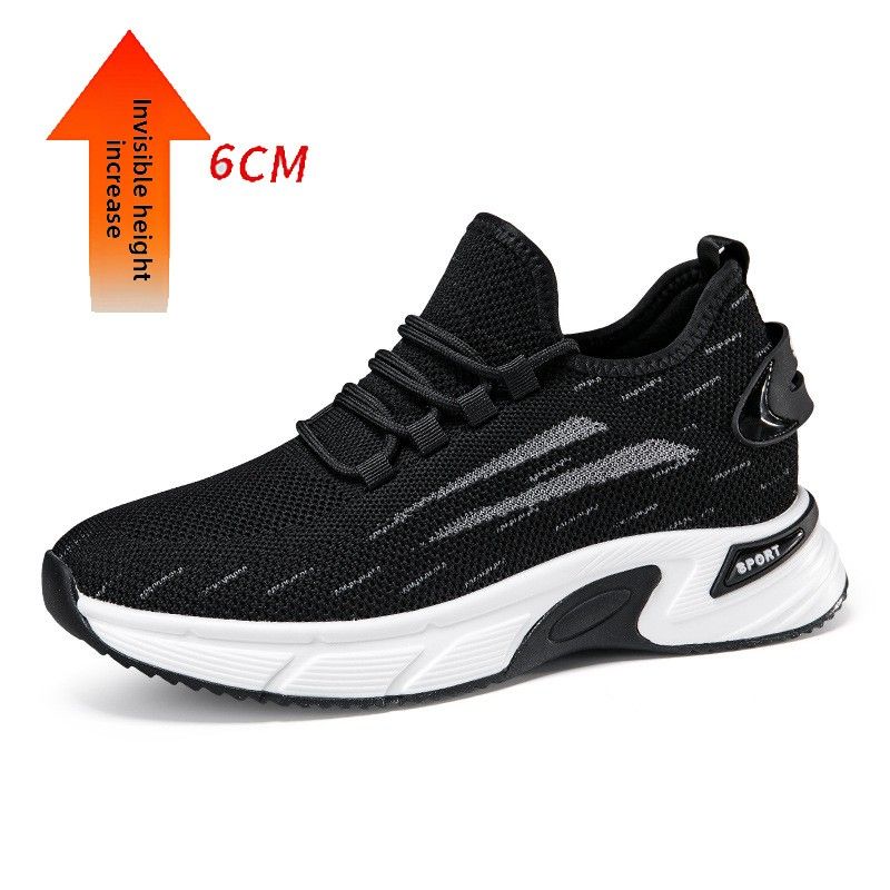 Inner Height-increasing Fly-woven Running Shoes, Platform Muffin Mesh Sneakers_vogvips.com