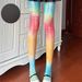Silk Stockings Gradient Fishnet Stockings Sexy Dopamine Candy Color Pantyhose Colorful Rainbow Bottoming Stockings Slim Legs Socks_vogvips.com