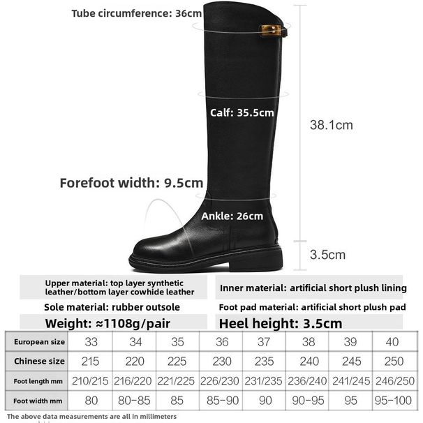 Cameido The Buckle Can Be Worn Twice Retro Rear Zipper Knight Boots For Women, Autumn And Winter Fleece Long Boots And High Boots_vogvips.com