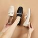 2026 Summer British Women's Mid-Heel Chunky Heel Leather Shoes, Popular Online Style White Loafers_vogvips.com